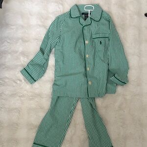Ralph Lauren Green Checkered Kids Pajama Set